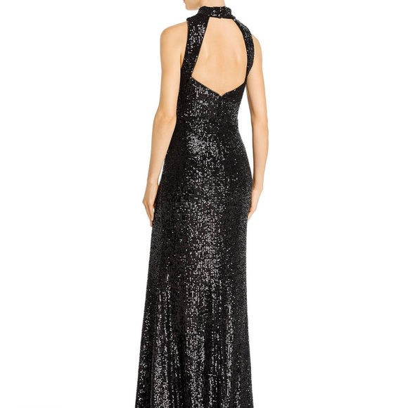 Aqua black sequin evening gown. - Picture 2 of 3